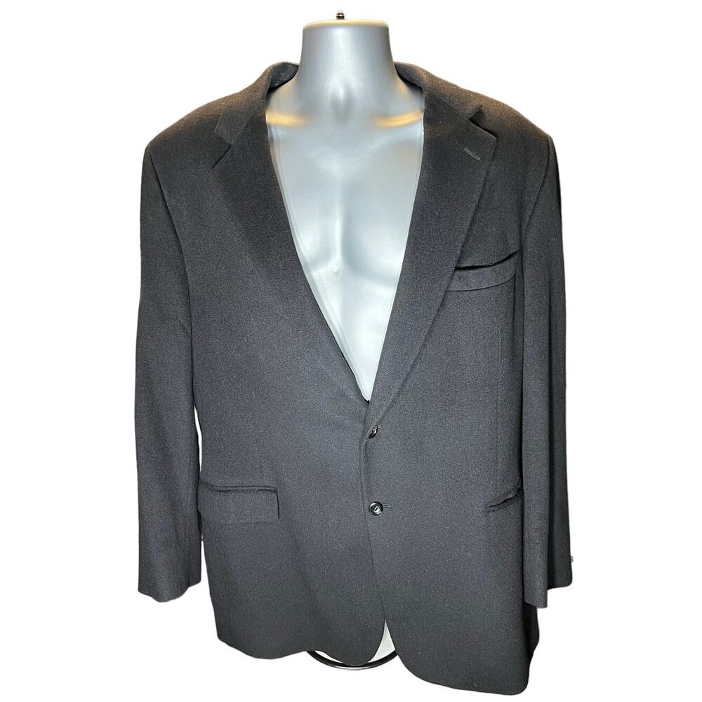 Jos.A Bank Black Cashmere Two Button Front Sports Coat Size 48L - Picture 2 of 8